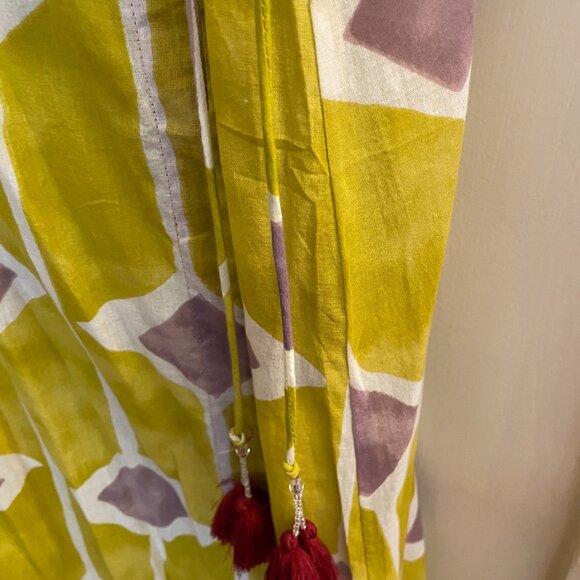 Dolma Iris Bohemian Geometric Long Wrap Dress with Tassels Size Medium - Picture 11 of 11